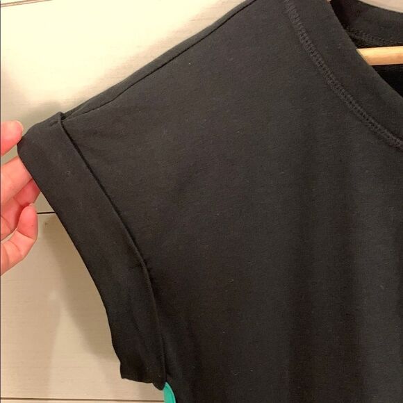 Talbots NWT Black Dress with Blue and Green Accent stripes down the sides large - Picture 8 of 13